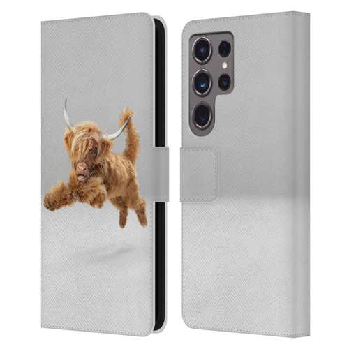 Pixelmated Animals Surreal Pets Highland Pup Leather Book Wallet Case Cover For Samsung Galaxy S24 Ultra 5G
