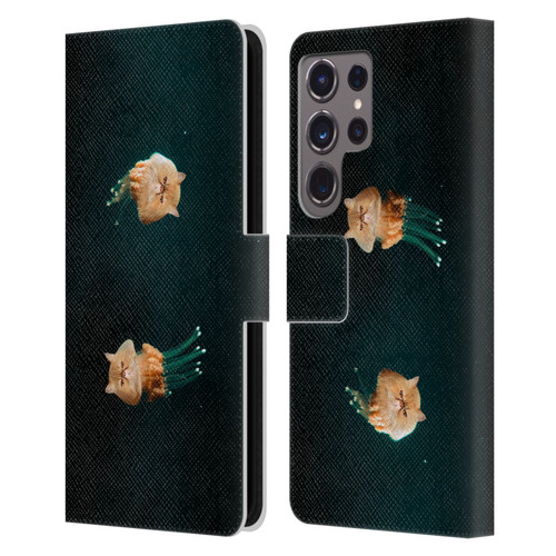 Pixelmated Animals Surreal Pets Jellyfish Cats Leather Book Wallet Case Cover For Samsung Galaxy S24 Ultra 5G