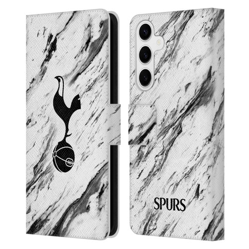 Tottenham Hotspur F.C. Badge Black And White Marble Leather Book Wallet Case Cover For Samsung Galaxy S24+ 5G