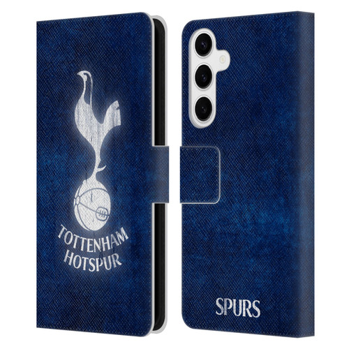 Tottenham Hotspur F.C. Badge Distressed Leather Book Wallet Case Cover For Samsung Galaxy S24+ 5G