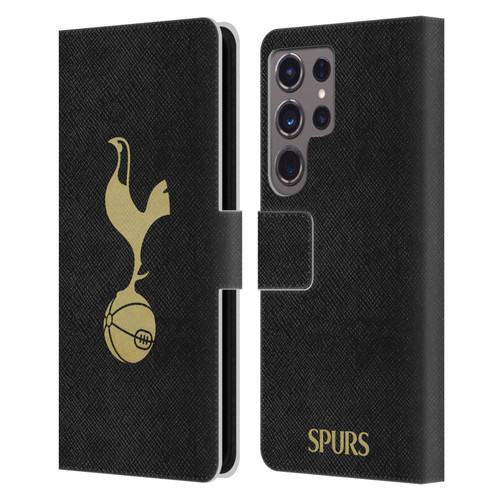 Tottenham Hotspur F.C. Badge Black And Gold Leather Book Wallet Case Cover For Samsung Galaxy S24 Ultra 5G