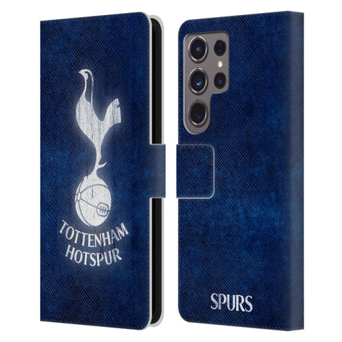 Tottenham Hotspur F.C. Badge Distressed Leather Book Wallet Case Cover For Samsung Galaxy S24 Ultra 5G