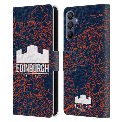 Edinburgh Rugby Graphics Map Leather Book Wallet Case Cover For Samsung Galaxy A15