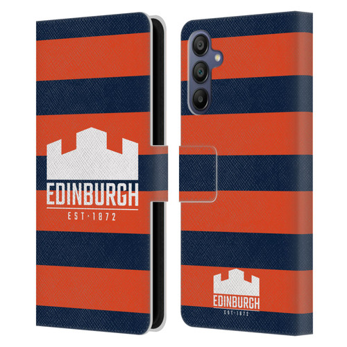 Edinburgh Rugby Graphics Stripes Leather Book Wallet Case Cover For Samsung Galaxy A15