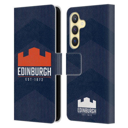 Edinburgh Rugby Graphics Lines Leather Book Wallet Case Cover For Samsung Galaxy S24 5G