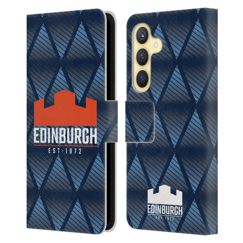Edinburgh Rugby Graphics Pattern Leather Book Wallet Case Cover For Samsung Galaxy S24 5G