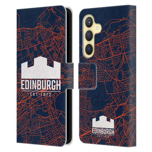 Edinburgh Rugby Graphics Map Leather Book Wallet Case Cover For Samsung Galaxy S24 5G