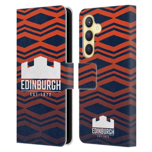 Edinburgh Rugby Graphics Pattern Gradient Leather Book Wallet Case Cover For Samsung Galaxy S24 5G