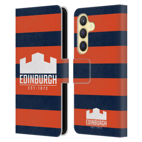 Edinburgh Rugby Graphics Stripes Leather Book Wallet Case Cover For Samsung Galaxy S24 5G
