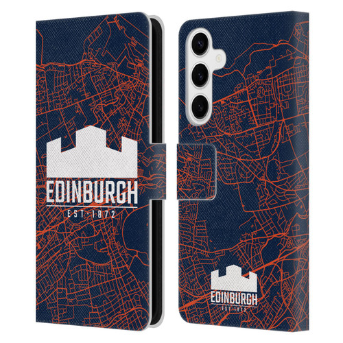 Edinburgh Rugby Graphics Map Leather Book Wallet Case Cover For Samsung Galaxy S24+ 5G