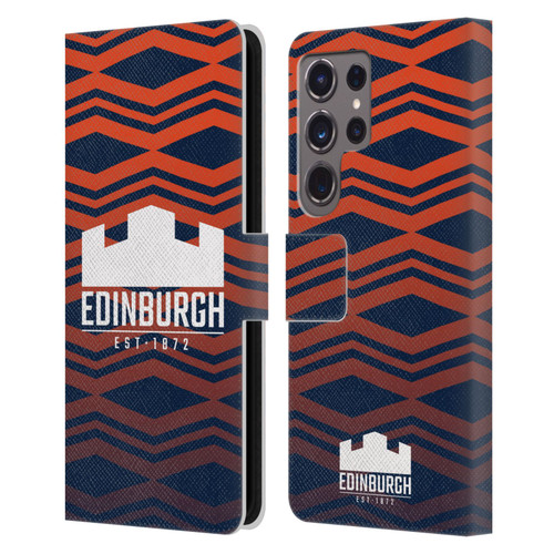 Edinburgh Rugby Graphics Pattern Gradient Leather Book Wallet Case Cover For Samsung Galaxy S24 Ultra 5G