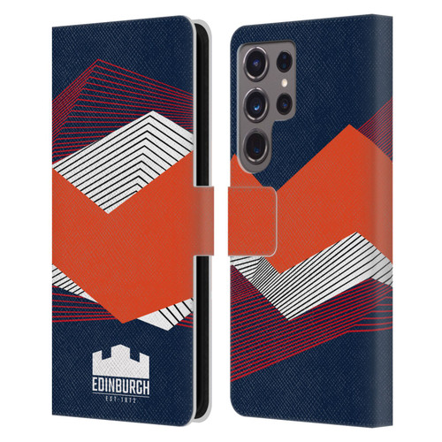 Edinburgh Rugby Graphics Shapes Leather Book Wallet Case Cover For Samsung Galaxy S24 Ultra 5G