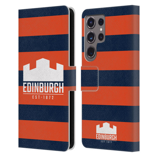 Edinburgh Rugby Graphics Stripes Leather Book Wallet Case Cover For Samsung Galaxy S24 Ultra 5G