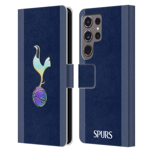 Tottenham Hotspur F.C. 2023/24 Badge Dark Blue and Purple Leather Book Wallet Case Cover For Samsung Galaxy S24 Ultra 5G