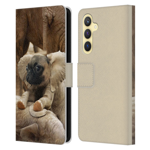 Pixelmated Animals Surreal Wildlife Pugephant Leather Book Wallet Case Cover For Samsung Galaxy S23 FE 5G