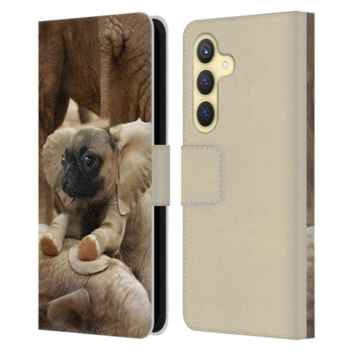 Pixelmated Animals Surreal Wildlife Pugephant Leather Book Wallet Case Cover For Samsung Galaxy S24 5G