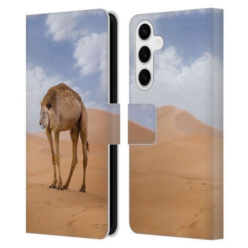 Pixelmated Animals Surreal Wildlife Camel Lion Leather Book Wallet Case Cover For Samsung Galaxy S24+ 5G