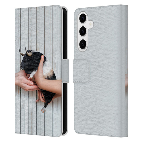 Pixelmated Animals Surreal Wildlife Guinea Bull Leather Book Wallet Case Cover For Samsung Galaxy S24+ 5G