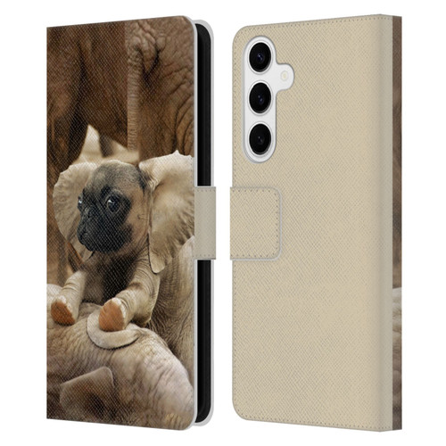 Pixelmated Animals Surreal Wildlife Pugephant Leather Book Wallet Case Cover For Samsung Galaxy S24+ 5G