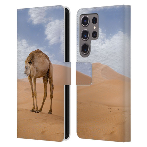 Pixelmated Animals Surreal Wildlife Camel Lion Leather Book Wallet Case Cover For Samsung Galaxy S24 Ultra 5G