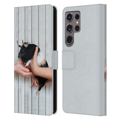 Pixelmated Animals Surreal Wildlife Guinea Bull Leather Book Wallet Case Cover For Samsung Galaxy S24 Ultra 5G