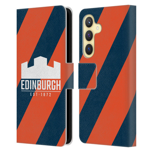 Edinburgh Rugby Logo Art Diagonal Stripes Leather Book Wallet Case Cover For Samsung Galaxy S24 5G