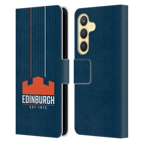 Edinburgh Rugby Logo Art Vertical Stripes Leather Book Wallet Case Cover For Samsung Galaxy S24 5G