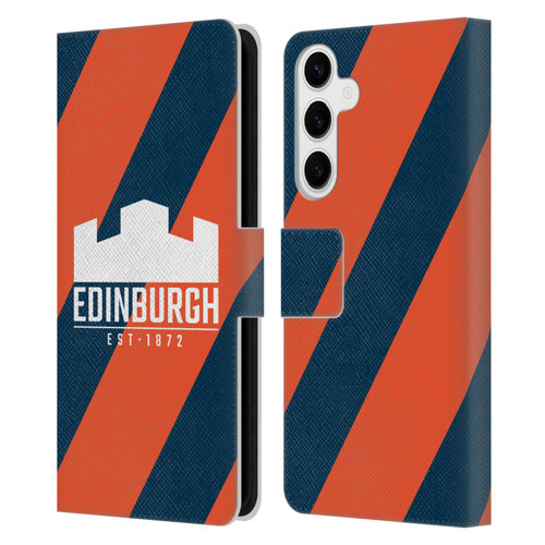 Edinburgh Rugby Logo Art Diagonal Stripes Leather Book Wallet Case Cover For Samsung Galaxy S24+ 5G