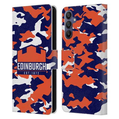 Edinburgh Rugby Logo 2 Camouflage Leather Book Wallet Case Cover For Samsung Galaxy A15