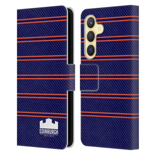 Edinburgh Rugby Logo 2 Stripes Leather Book Wallet Case Cover For Samsung Galaxy S24 5G