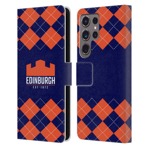 Edinburgh Rugby Logo 2 Argyle Leather Book Wallet Case Cover For Samsung Galaxy S24 Ultra 5G