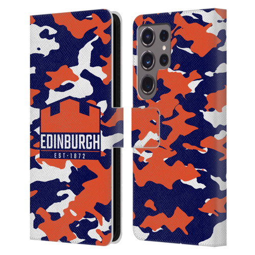 Edinburgh Rugby Logo 2 Camouflage Leather Book Wallet Case Cover For Samsung Galaxy S24 Ultra 5G