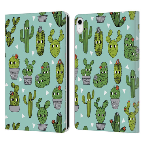 Andrea Lauren Design Plant Pattern Happy Cactus Leather Book Wallet Case Cover For Apple iPad 10.9 (2022)