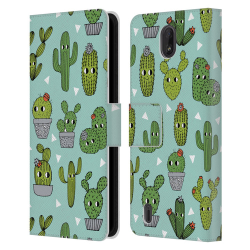 Andrea Lauren Design Plant Pattern Happy Cactus Leather Book Wallet Case Cover For Nokia C01 Plus/C1 2nd Edition