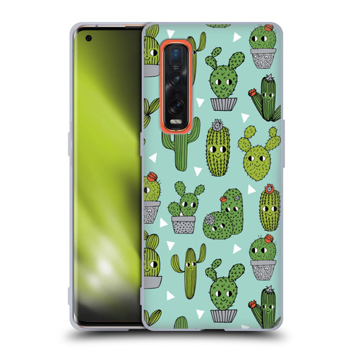 Andrea Lauren Design Plant Pattern Happy Cactus Soft Gel Case for OPPO Find X2 Pro 5G
