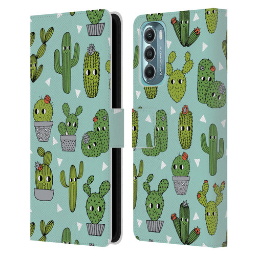 Andrea Lauren Design Plant Pattern Happy Cactus Leather Book Wallet Case Cover For Motorola Moto G Stylus 5G (2022)