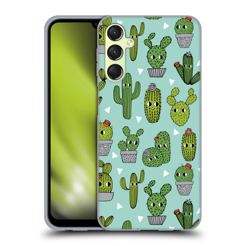 Andrea Lauren Design Plant Pattern Happy Cactus Soft Gel Case for Samsung Galaxy A24 4G / M34 5G