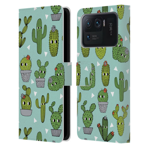 Andrea Lauren Design Plant Pattern Happy Cactus Leather Book Wallet Case Cover For Xiaomi Mi 11 Ultra