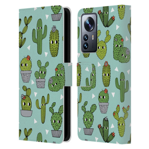 Andrea Lauren Design Plant Pattern Happy Cactus Leather Book Wallet Case Cover For Xiaomi 12 Pro