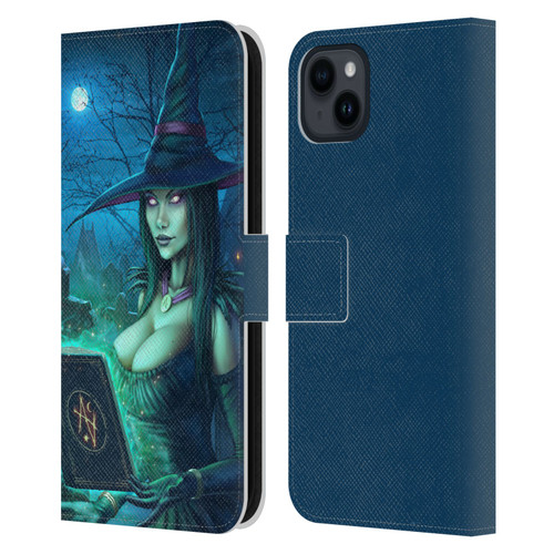 Christos Karapanos Dark Hours Witch Leather Book Wallet Case Cover For Apple iPhone 15 Plus