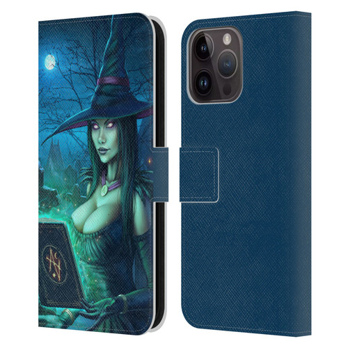Christos Karapanos Dark Hours Witch Leather Book Wallet Case Cover For Apple iPhone 15 Pro Max