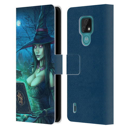 Christos Karapanos Dark Hours Witch Leather Book Wallet Case Cover For Motorola Moto E7