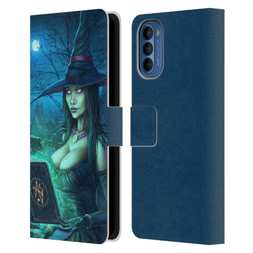 Christos Karapanos Dark Hours Witch Leather Book Wallet Case Cover For Motorola Moto G41