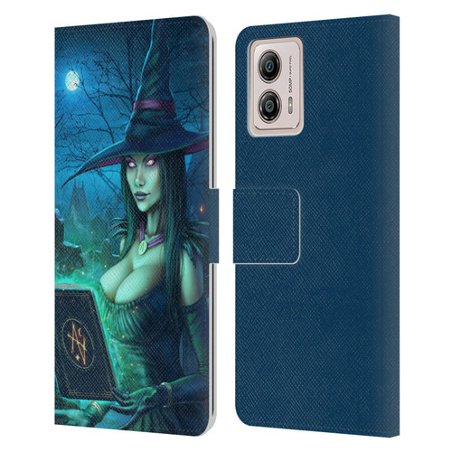 Christos Karapanos Dark Hours Witch Leather Book Wallet Case Cover For Motorola Moto G53 5G
