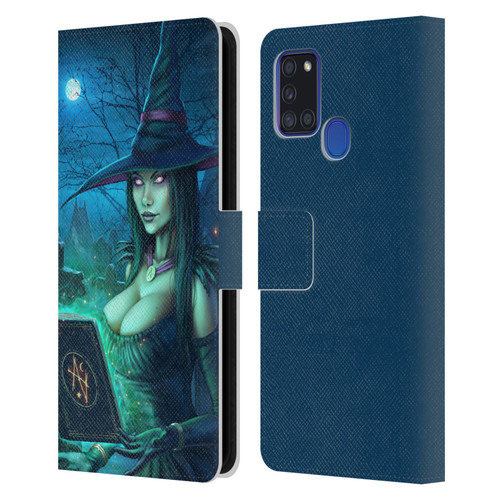 Christos Karapanos Dark Hours Witch Leather Book Wallet Case Cover For Samsung Galaxy A21s (2020)