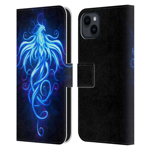 Christos Karapanos Phoenix 2 Royal Blue Leather Book Wallet Case Cover For Apple iPhone 15 Plus