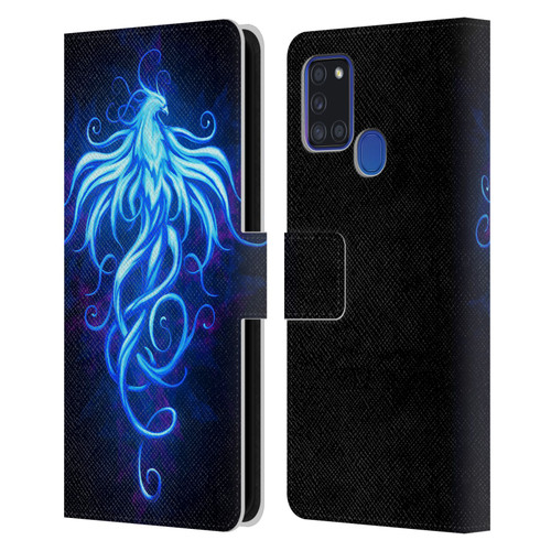 Christos Karapanos Phoenix 2 Royal Blue Leather Book Wallet Case Cover For Samsung Galaxy A21s (2020)