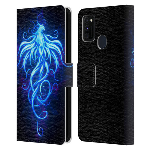 Christos Karapanos Phoenix 2 Royal Blue Leather Book Wallet Case Cover For Samsung Galaxy M30s (2019)/M21 (2020)