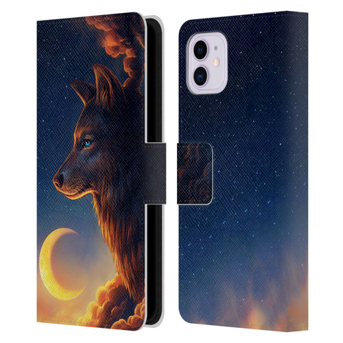 Jonas "JoJoesArt" Jödicke Wildlife 2 Golden Moon Leather Book Wallet Case Cover For Apple iPhone 11