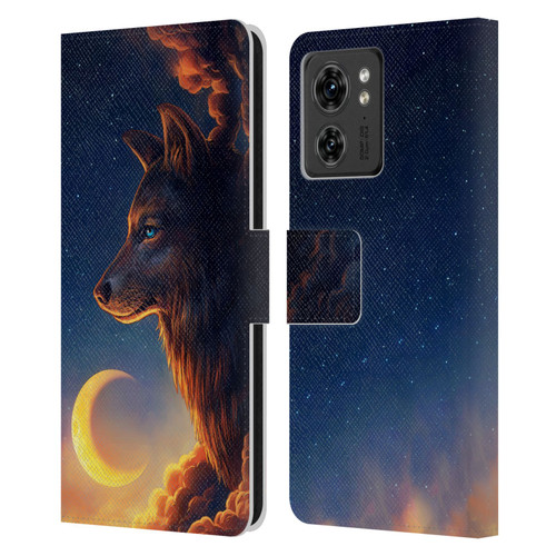 Jonas "JoJoesArt" Jödicke Wildlife 2 Golden Moon Leather Book Wallet Case Cover For Motorola Moto Edge 40
